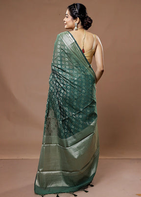 Green Cotton Saree With Blouse Piece - Indian Silk House Agencies