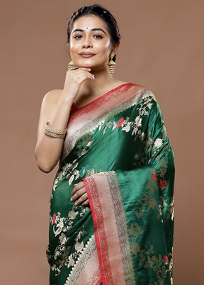 Green Dupion Silk Saree With Blouse Piece - Indian Silk House Agencies