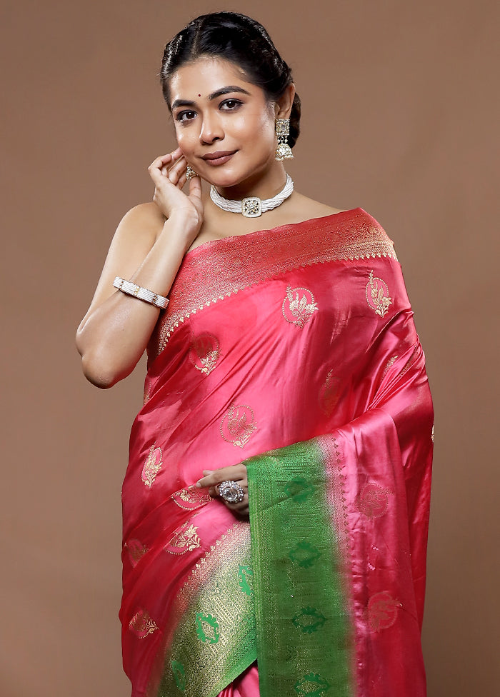 Pink Dupion Silk Saree With Blouse Piece - Indian Silk House Agencies