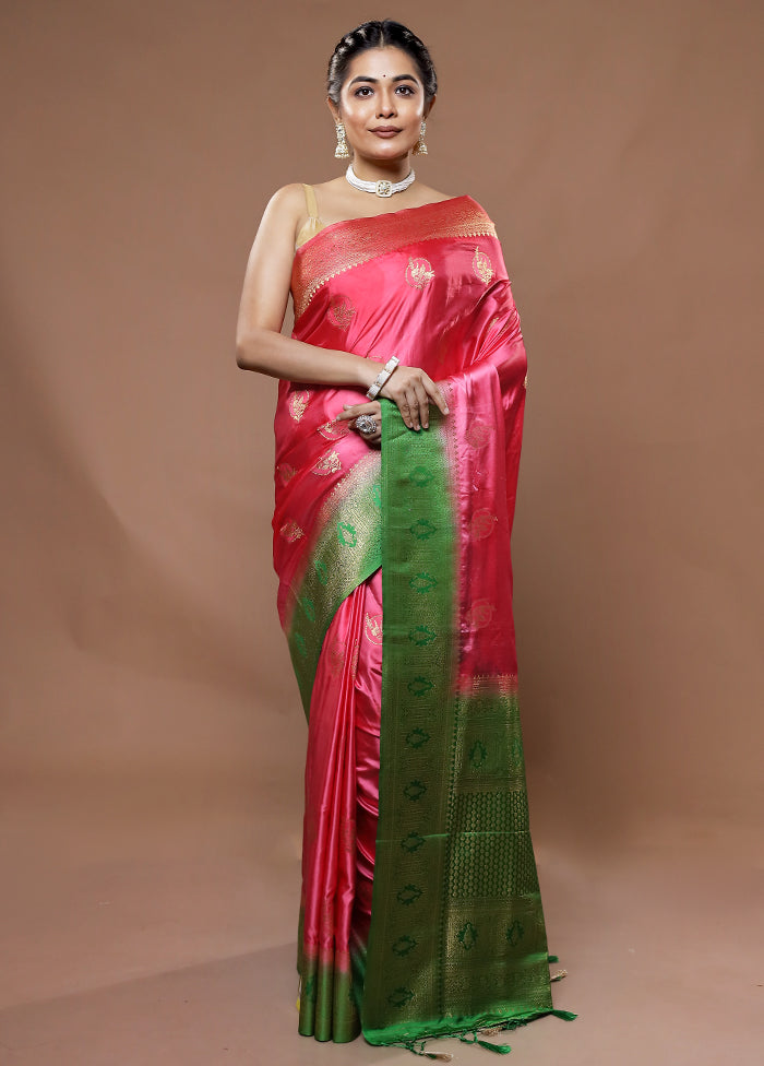 Pink Dupion Silk Saree With Blouse Piece - Indian Silk House Agencies