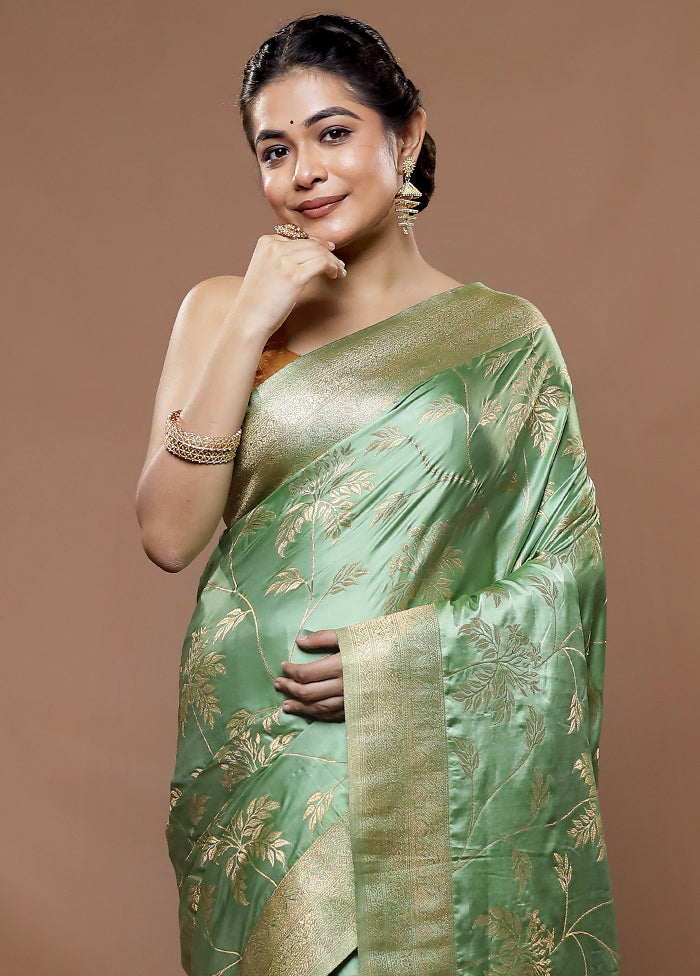 Green Dupion Silk Saree With Blouse Piece - Indian Silk House Agencies