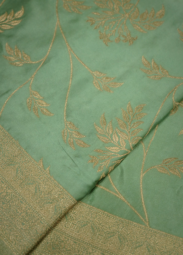 Green Dupion Silk Saree With Blouse Piece - Indian Silk House Agencies