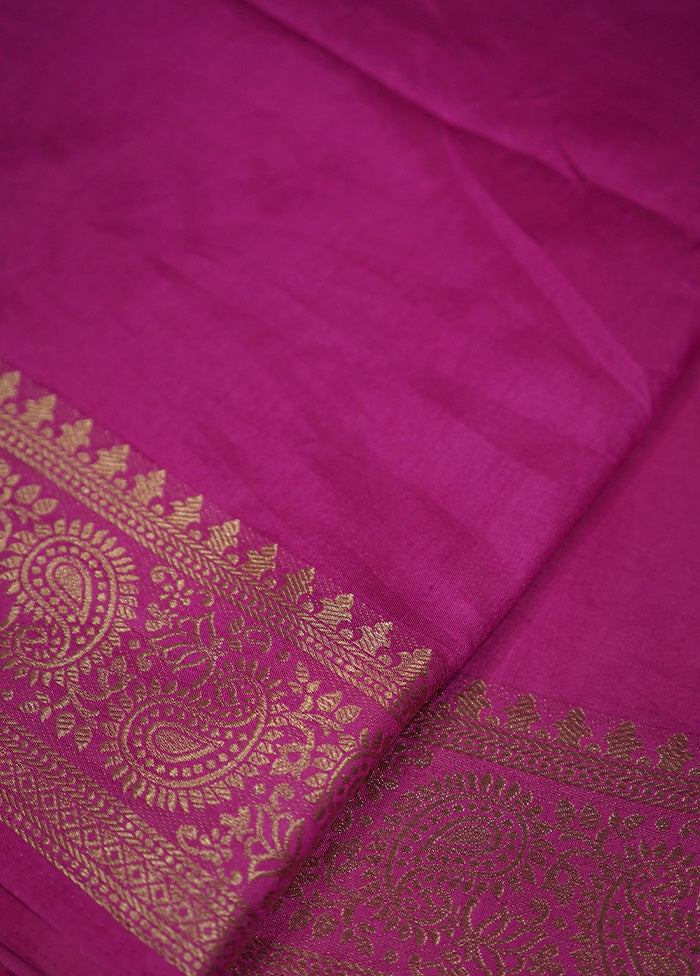 Pink Dupion Silk Saree Without Blouse Piece - Indian Silk House Agencies