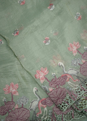 Green Crushed Tissue Silk Saree With Blouse Piece - Indian Silk House Agencies