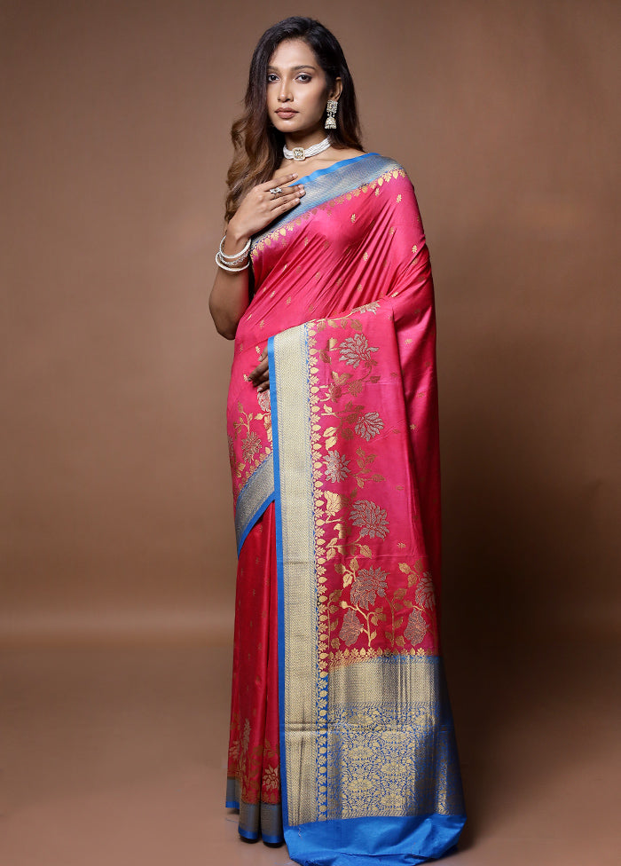 Pink Dupion Silk Saree With Blouse Piece - Indian Silk House Agencies