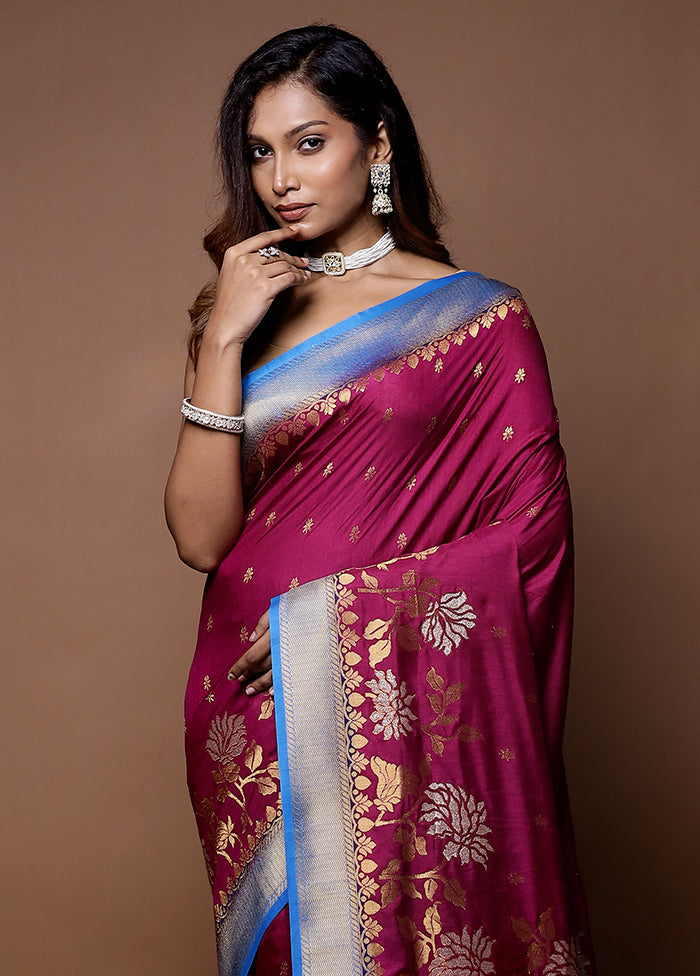 Pink Dupion Silk Saree With Blouse Piece