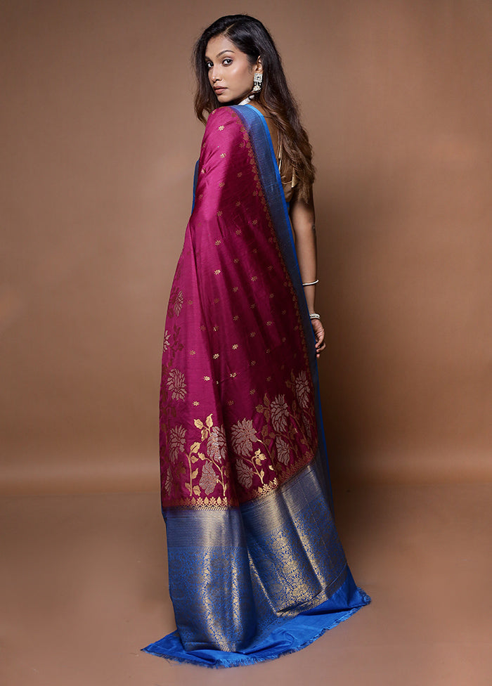 Pink Dupion Silk Saree With Blouse Piece