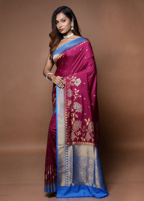 Pink Dupion Silk Saree With Blouse Piece