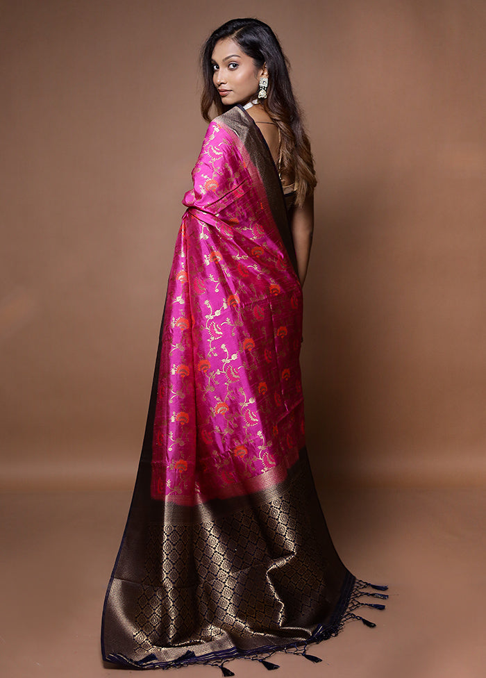 Pink Dupion Silk Saree With Blouse Piece