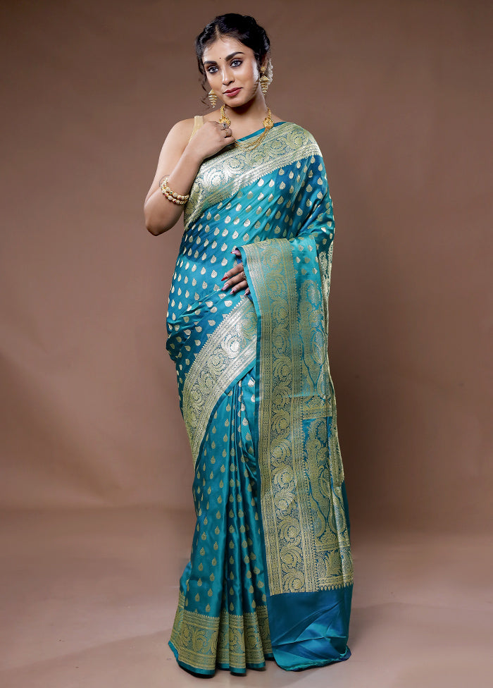 Green Banarasi Pure Silk Saree With Blouse Piece - Indian Silk House Agencies