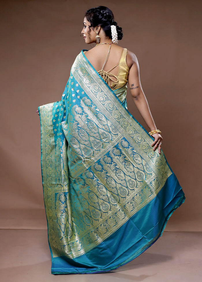 Green Banarasi Pure Silk Saree With Blouse Piece - Indian Silk House Agencies