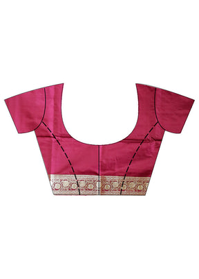 Maroon Banarasi Pure Silk Saree With Blouse Piece - Indian Silk House Agencies