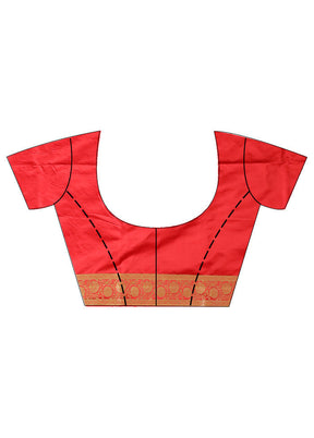 Red Banarasi Pure Silk Saree With Blouse Piece - Indian Silk House Agencies