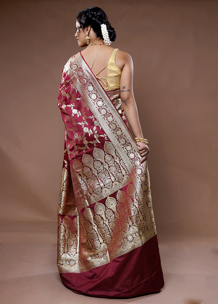 Brown Banarasi Pure Silk Saree With Blouse Piece - Indian Silk House Agencies