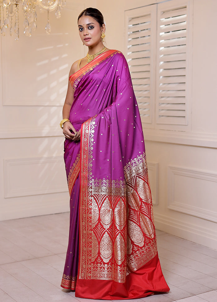 Pink Banarasi Silk Saree With Blouse Piece