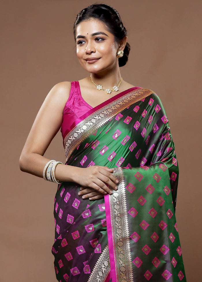 Green Tanchoi Banarasi Silk Saree With Blouse Piece - Indian Silk House Agencies