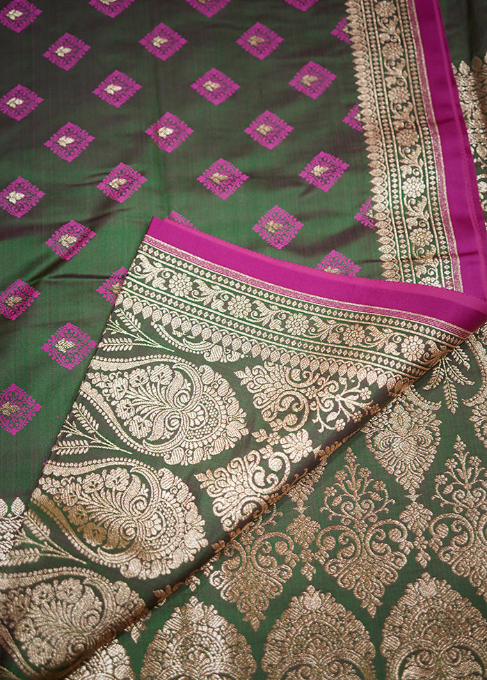 Green Tanchoi Banarasi Silk Saree With Blouse Piece - Indian Silk House Agencies