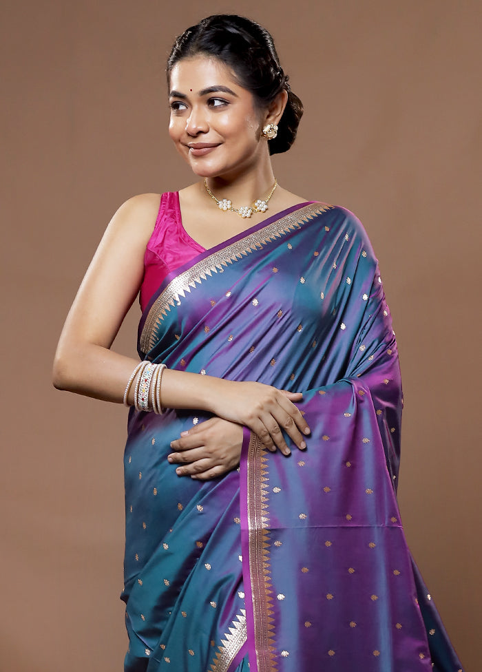 Purple Banarasi Silk Saree With Blouse Piece - Indian Silk House Agencies