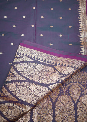 Purple Banarasi Silk Saree With Blouse Piece - Indian Silk House Agencies