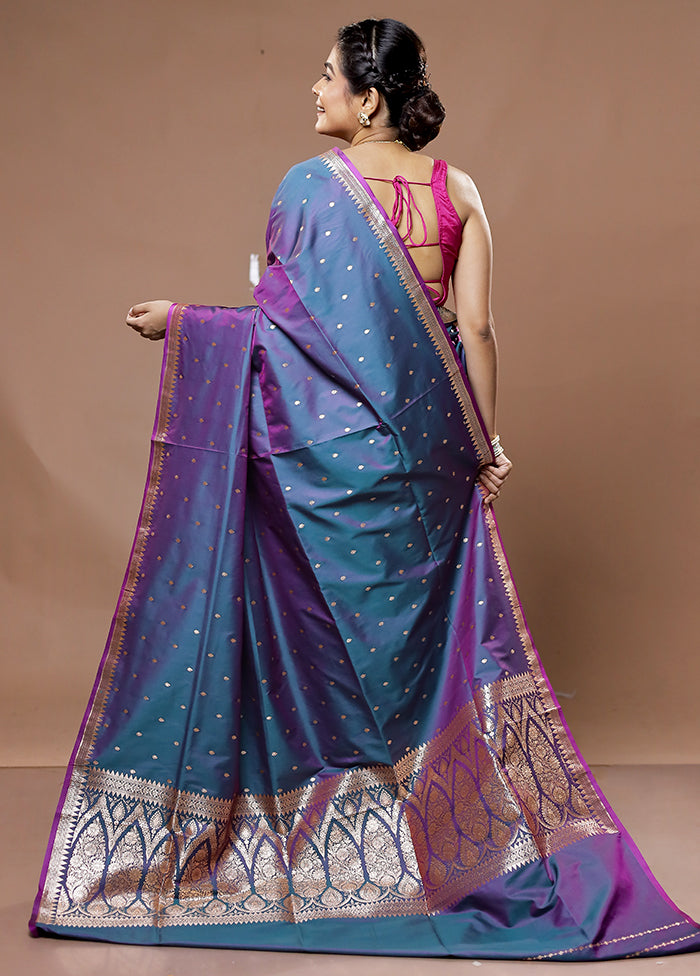 Purple Banarasi Silk Saree With Blouse Piece - Indian Silk House Agencies