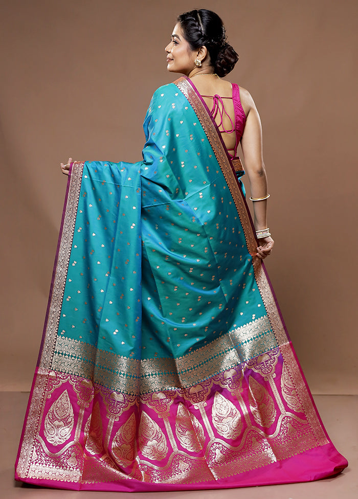 Green Banarasi Silk Saree With Blouse Piece - Indian Silk House Agencies