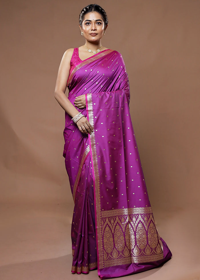 Pink Banarasi Silk Saree With Blouse Piece - Indian Silk House Agencies