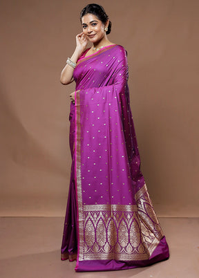 Pink Banarasi Silk Saree With Blouse Piece - Indian Silk House Agencies