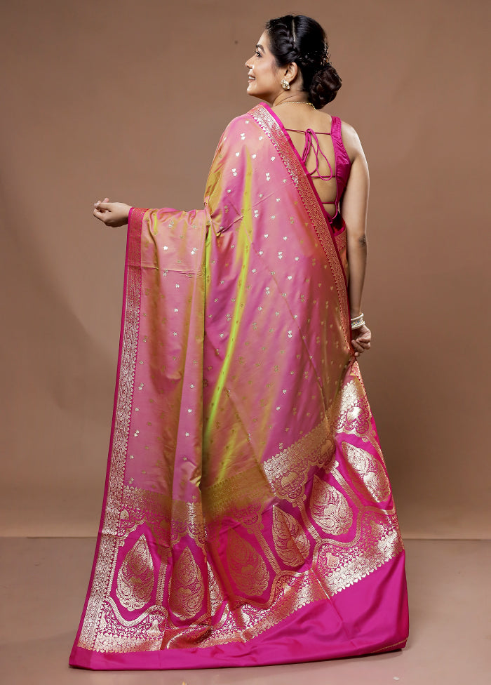 Pink Banarasi Silk Saree With Blouse Piece - Indian Silk House Agencies