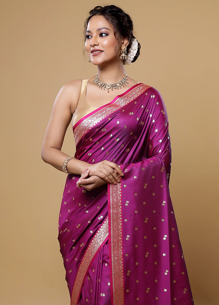 Pink Banarasi Silk Saree With Blouse Piece