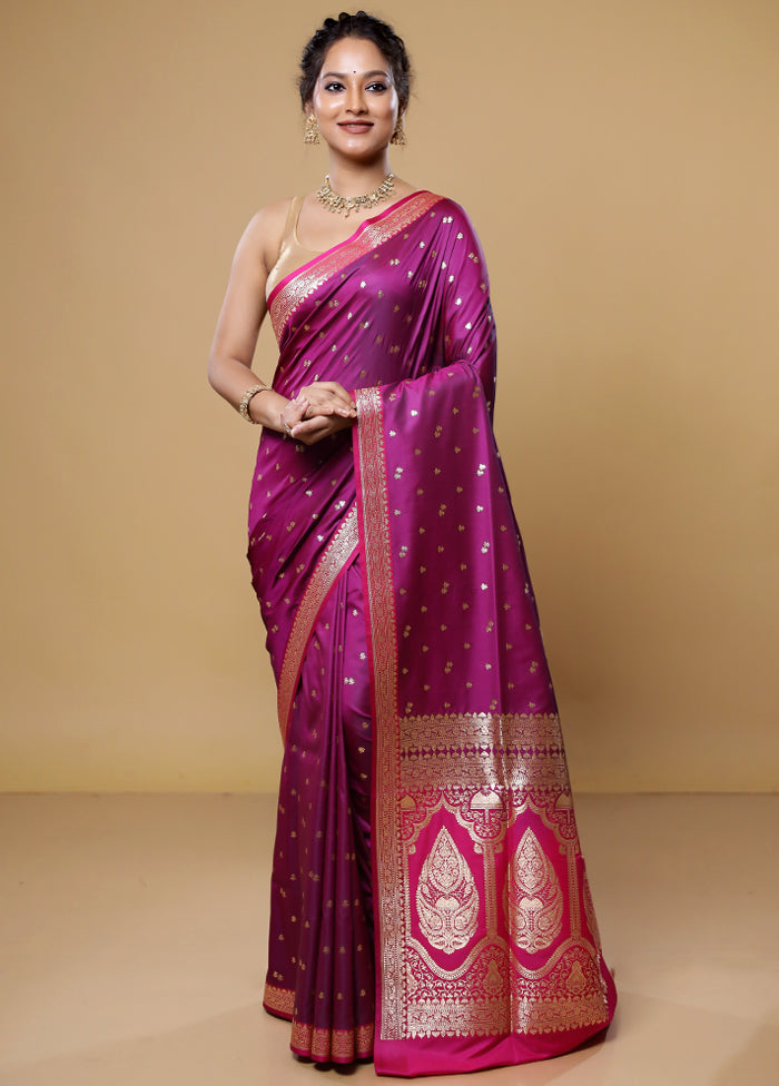 Pink Banarasi Silk Saree With Blouse Piece