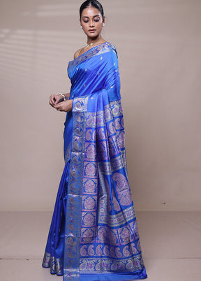 Blue Handloom Swarnachuri Pure Silk Saree With Blouse Piece