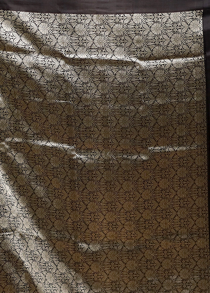 Black Handloom Katan Pure Silk Saree With Blouse Piece