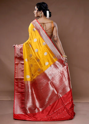 Yellow Katan Pure Silk Saree With Blouse Piece - Indian Silk House Agencies