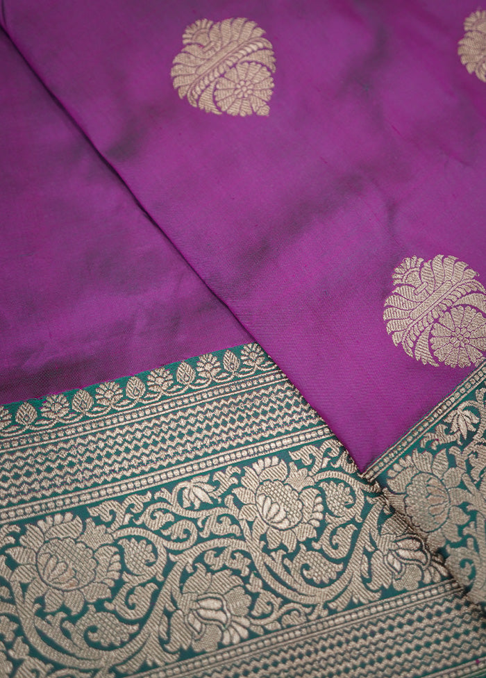 Purple Katan Pure Silk Saree With Blouse Piece - Indian Silk House Agencies