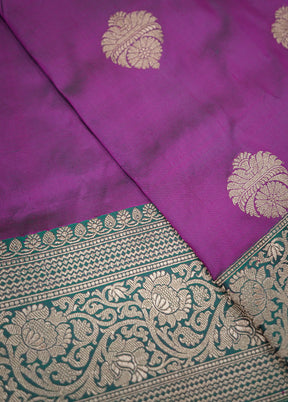 Purple Katan Pure Silk Saree With Blouse Piece - Indian Silk House Agencies