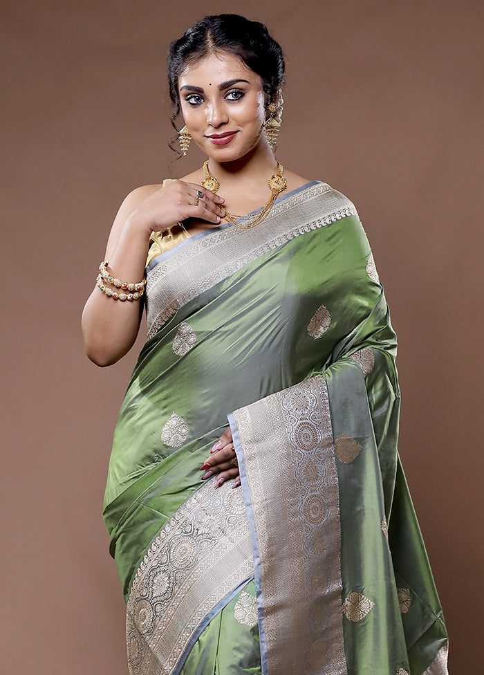 Green Katan Pure Silk Saree With Blouse Piece - Indian Silk House Agencies