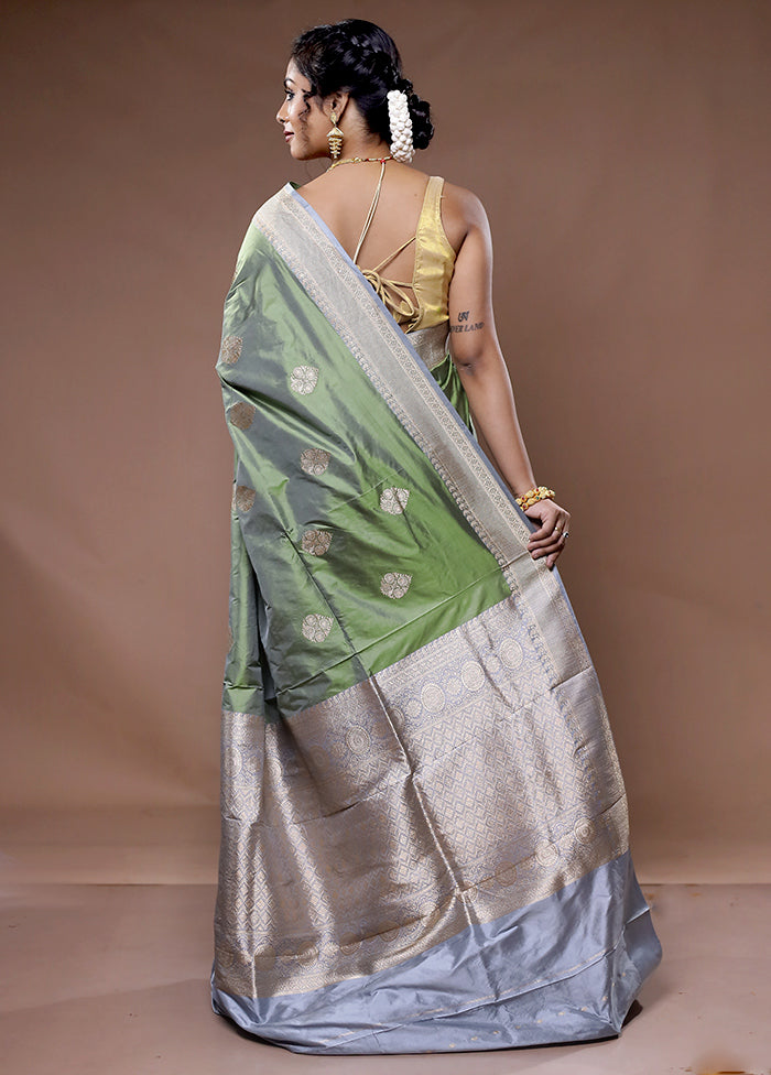 Green Katan Pure Silk Saree With Blouse Piece - Indian Silk House Agencies