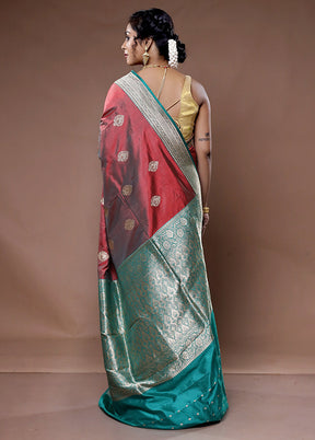 Maroon Katan Pure Silk Saree With Blouse Piece - Indian Silk House Agencies