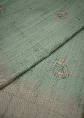 Green Tussar Silk Saree With Blouse Piece - Indian Silk House Agencies