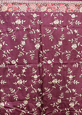 Purple Handloom Tussar Pure Silk Saree With Blouse Piece