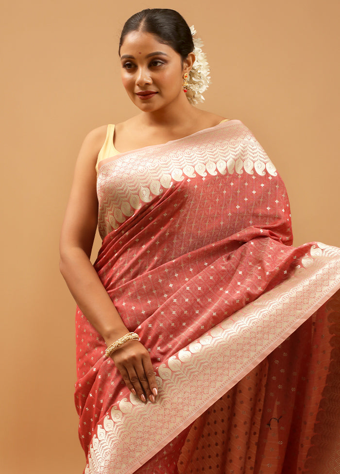 Pink Uppada Silk Saree With Blouse Piece