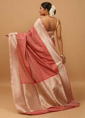 Pink Uppada Silk Saree With Blouse Piece