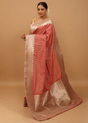 Pink Uppada Silk Saree With Blouse Piece