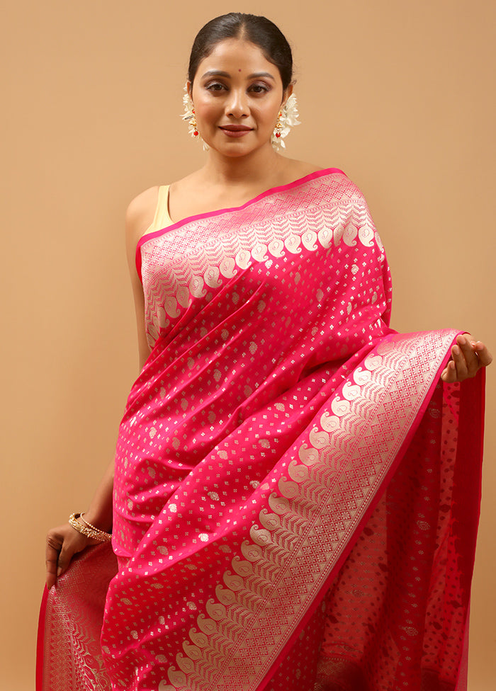 Pink Uppada Silk Saree With Blouse Piece