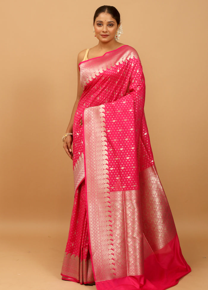 Pink Uppada Silk Saree With Blouse Piece