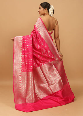 Pink Uppada Silk Saree With Blouse Piece