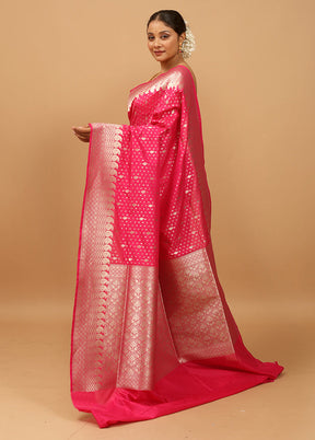 Pink Uppada Silk Saree With Blouse Piece