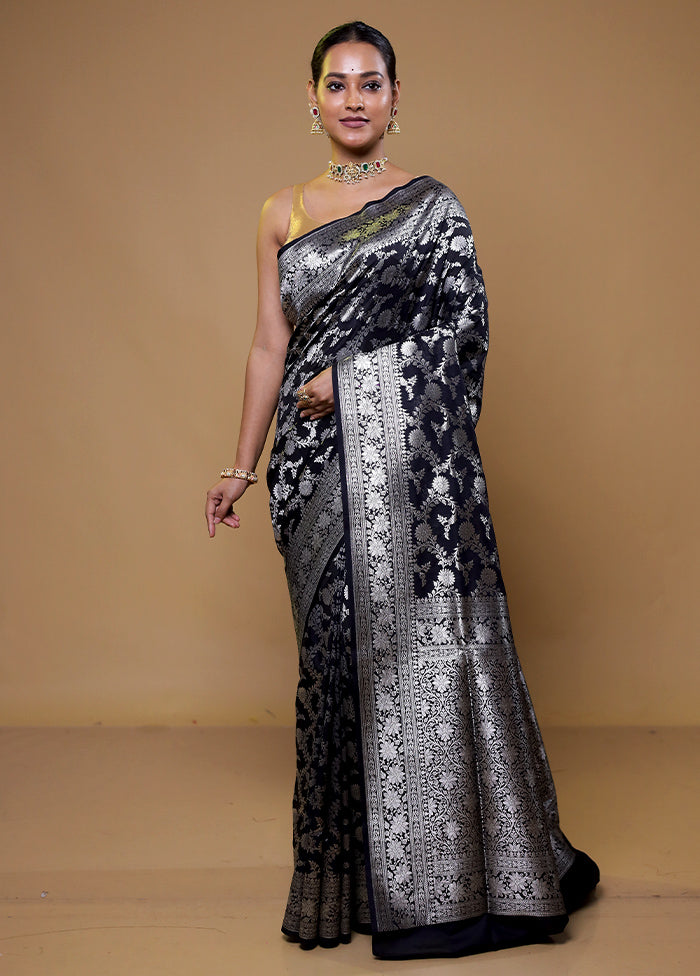 Black Uppada Silk Saree With Blouse Piece