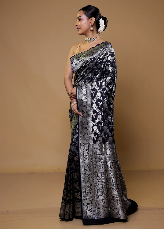 Black Uppada Silk Saree With Blouse Piece