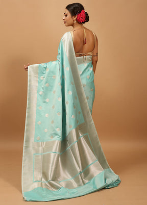 Green Banarasi Silk Saree With Blouse Piece